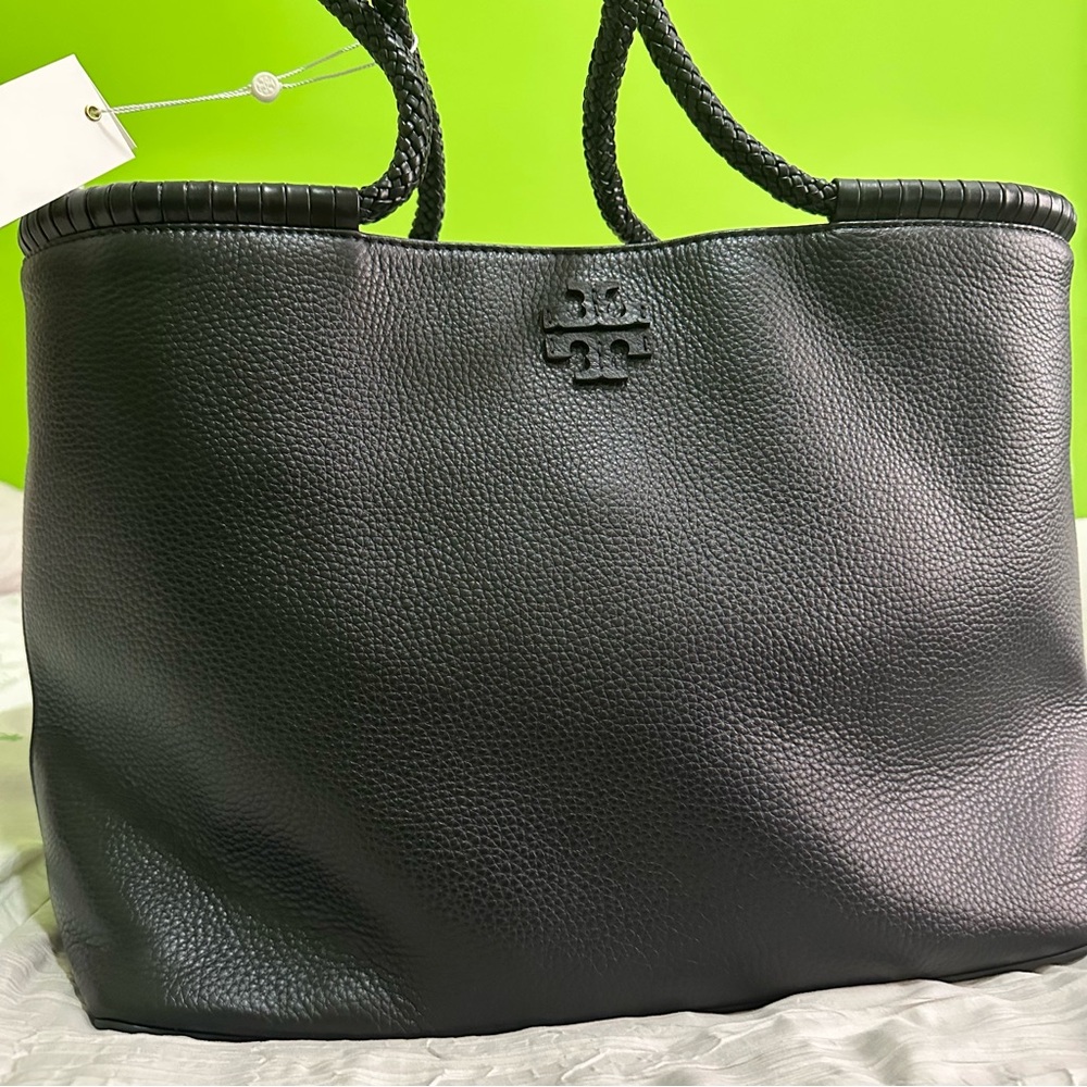 Tory Burch Taylor Tote Bag, Large - Black Pebbled Leather Tote